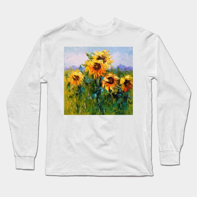Sunflowers in the wind Long Sleeve T-Shirt by OLHADARCHUKART